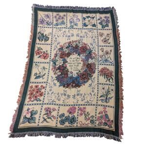 Vintage '93 Goodwin Weavers Ellen Stouffer wildflower throw  Isaiah 26:3 48x66in